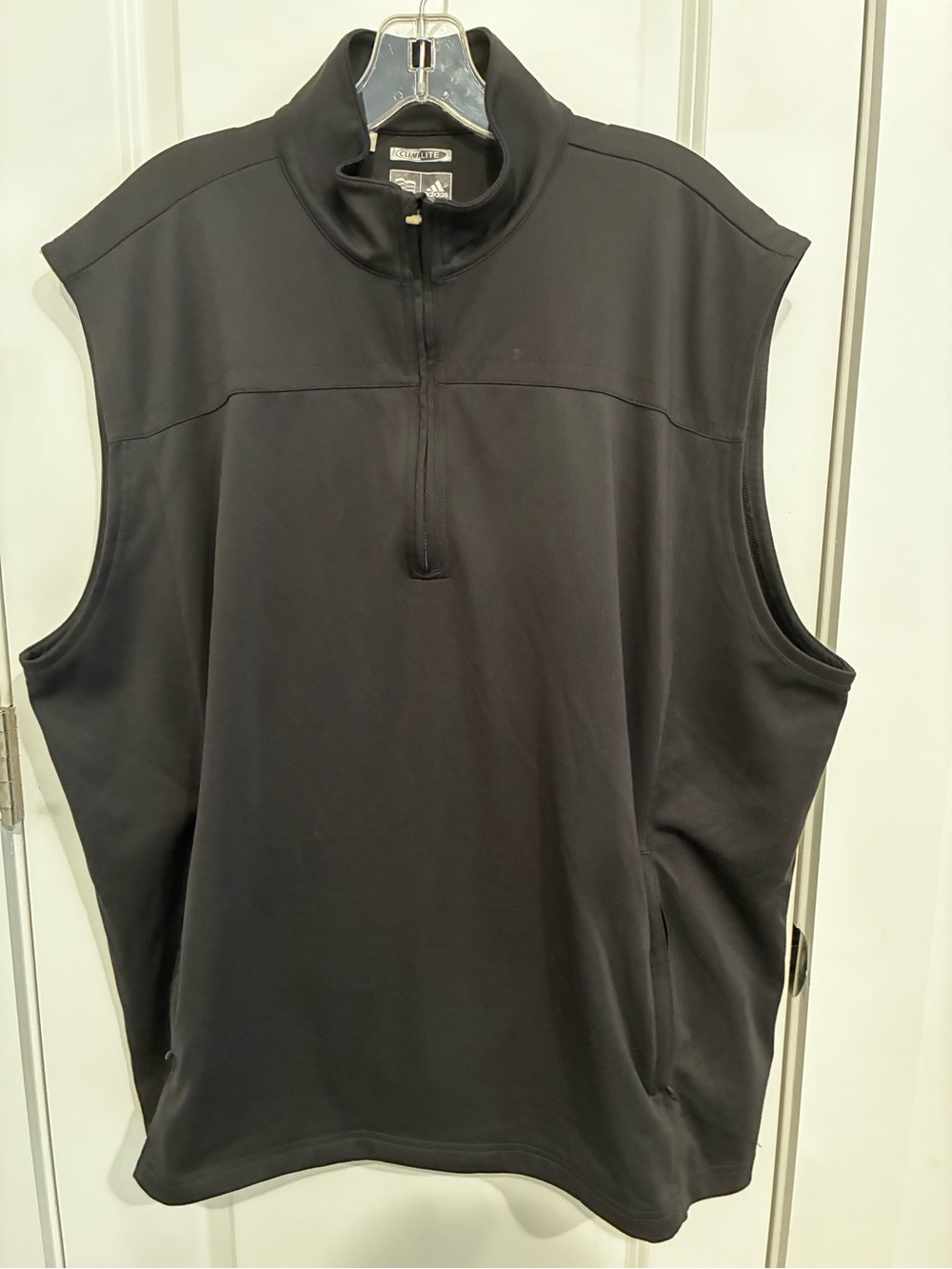 Adidas Men's 2XL Black Climalite 1/4 Zip Vest Zipper Pockets Golf Athletic